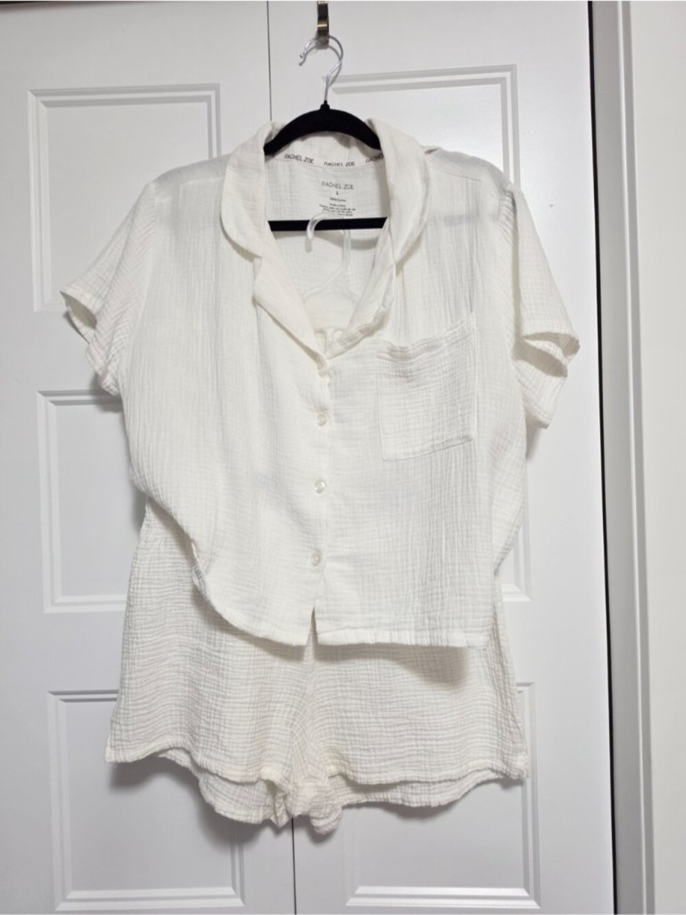 Rachel Zoe Matching White Short-Sleeve Button Down Top Large